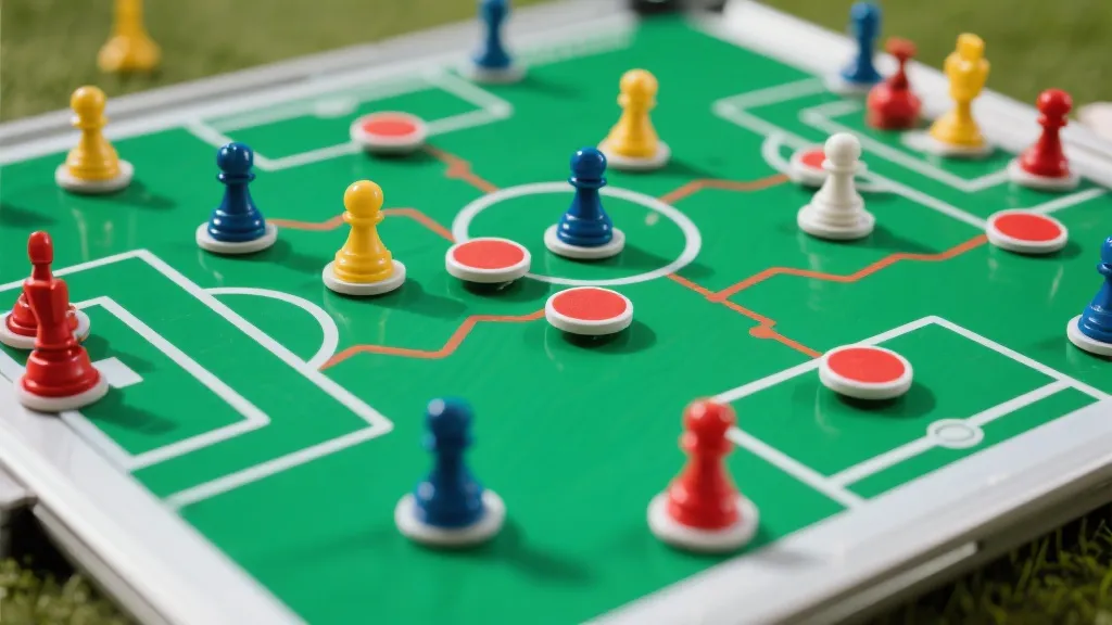 足球战术板上复杂的战术演练,磁力棋子与战术路线图